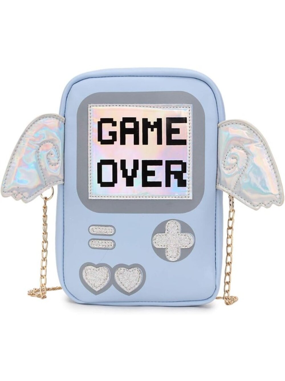 Women's Game Over Blue Fun Shape Purse Unique Chain Shoulder Crossbody Bags